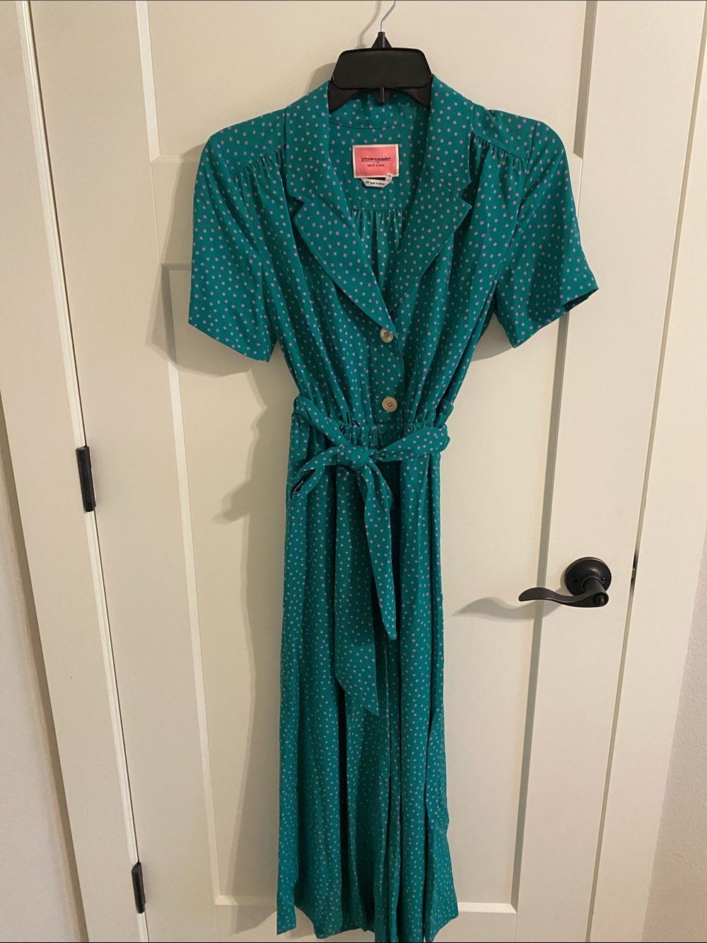 kate spade Teal Polka Dot Jumpsuit with Tie Waist